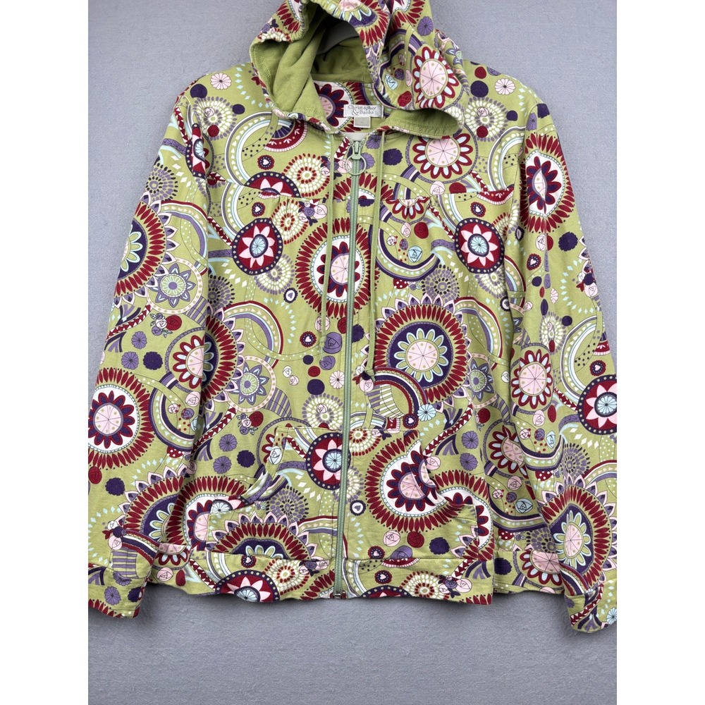 Christopher & Banks Hoodie Womens XL Paisley Floral Cotton Full Zip‎